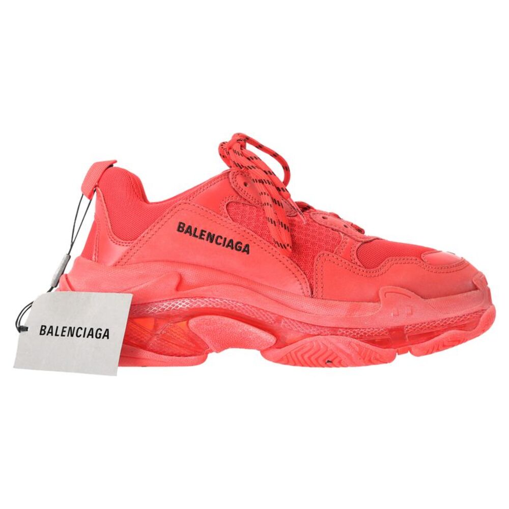 Balenciaga Triple S Clear Sole Sneakers in Red Polyester